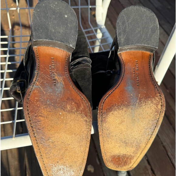Ralph Lauren two-toned black leather and suede riding boots, beautiful contrast - Picture 2 of 10